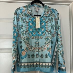 NEW WITH TAGS Rachel Zoe floral patterned silky blouse